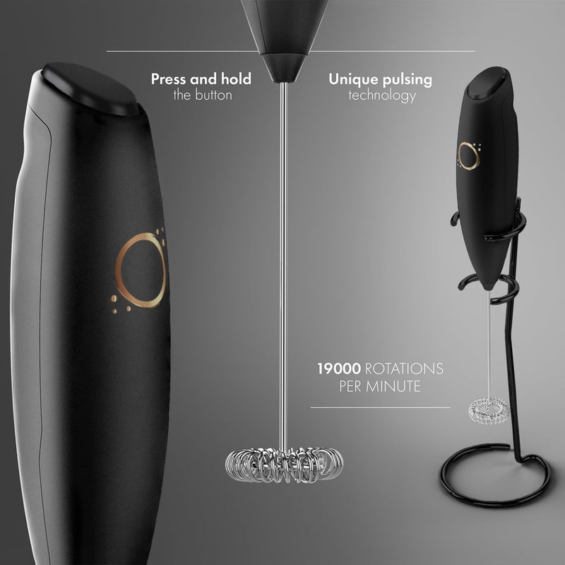 Unicoff Milk Frother Matte Black - Coffee Frother Handheld with Electric Whisk - 19000 rpm - Book Recipes and Stainless Steel Stand Included - Hand Mixer Electric (Matte Black Onyx) - Image 5